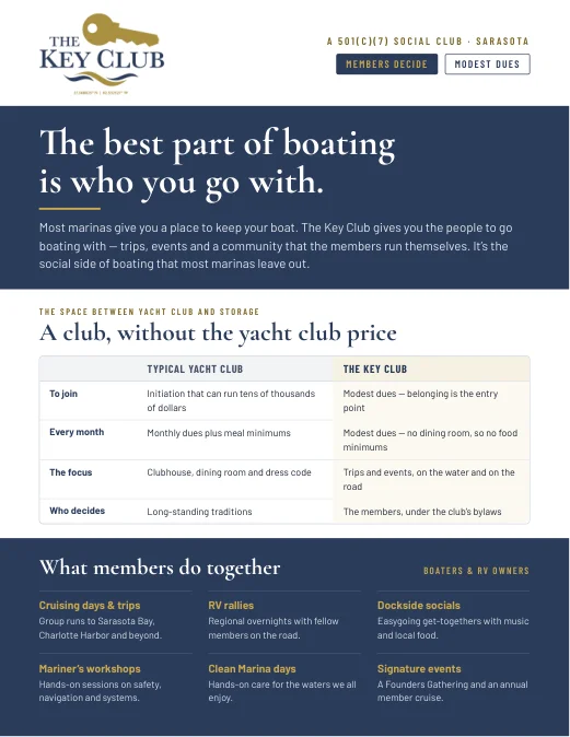 The Key Club flyer cover